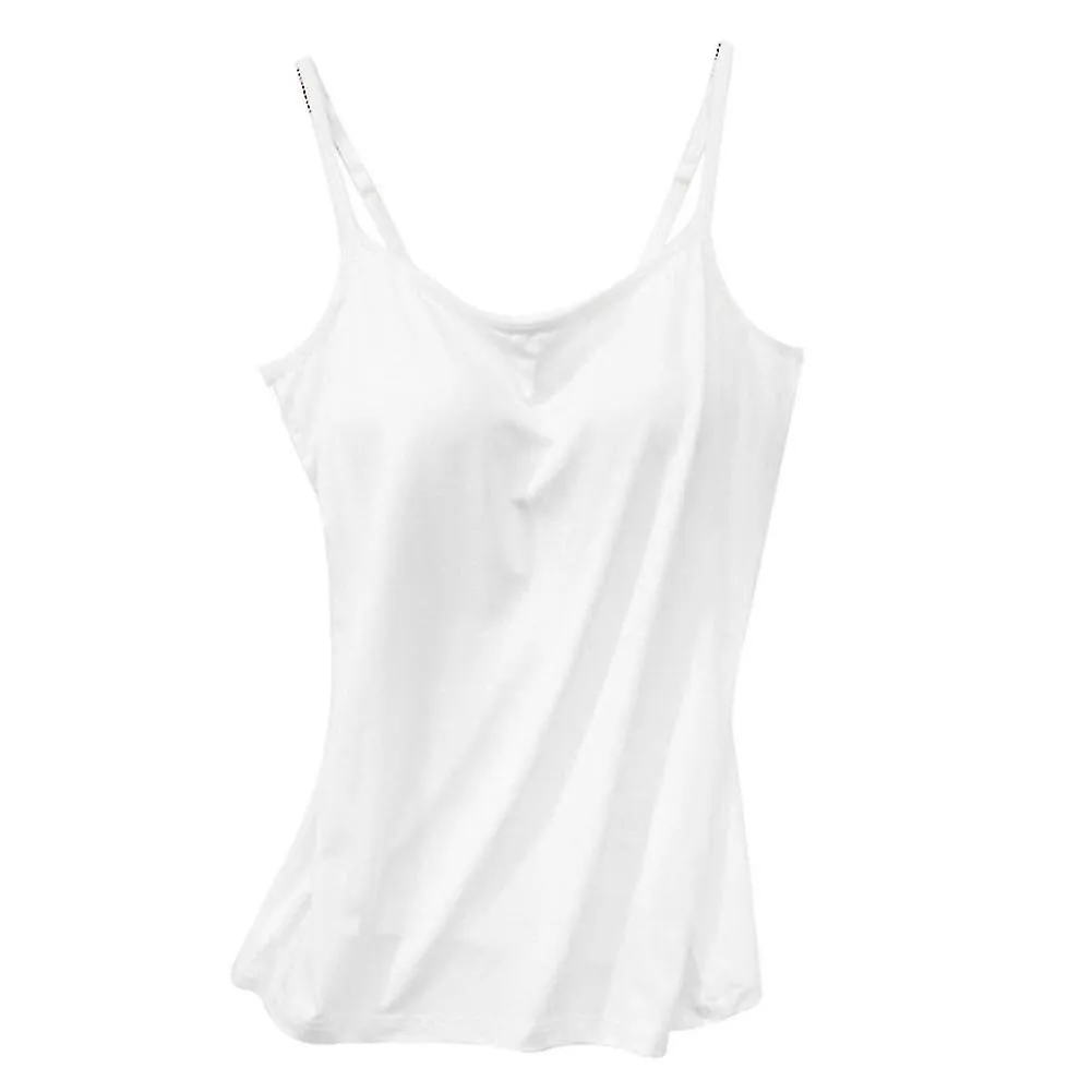 Mujer Acolchado Suave Casual Bra Camiseta Mujer Espagueti Cami Top Chaleco Camisola Femenina Con Sujetador Incorporado