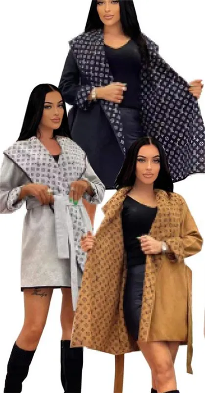 Mujeres con capucha Vestidos de manga larga Abrigo Otoño Invierno Doble solapa engrosada y tiras dobles Gabardina Chaquetas de l
