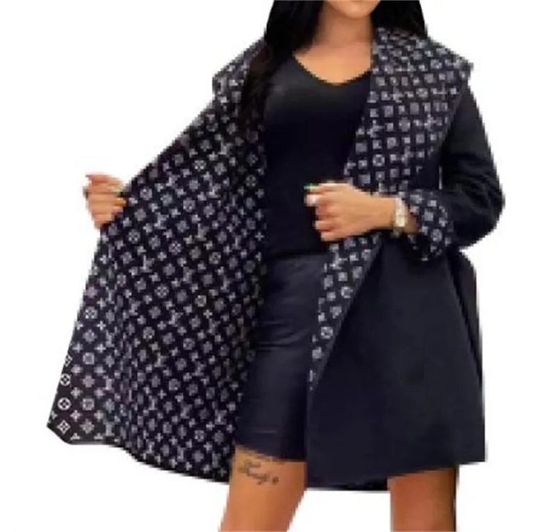 Mujeres con capucha Vestidos de manga larga Abrigo Otoño Invierno Doble solapa engrosada y tiras dobles Gabardina Chaquetas de l