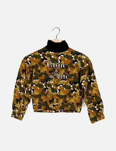 Name it Sudadera beige estampado cuello vuelto
