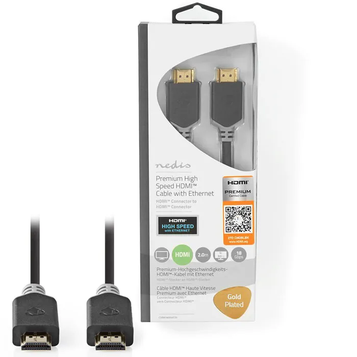 NEDIS CVBW34050AT20 Cable HDMI de alta velocidad premium con conector Ethernet HDMI