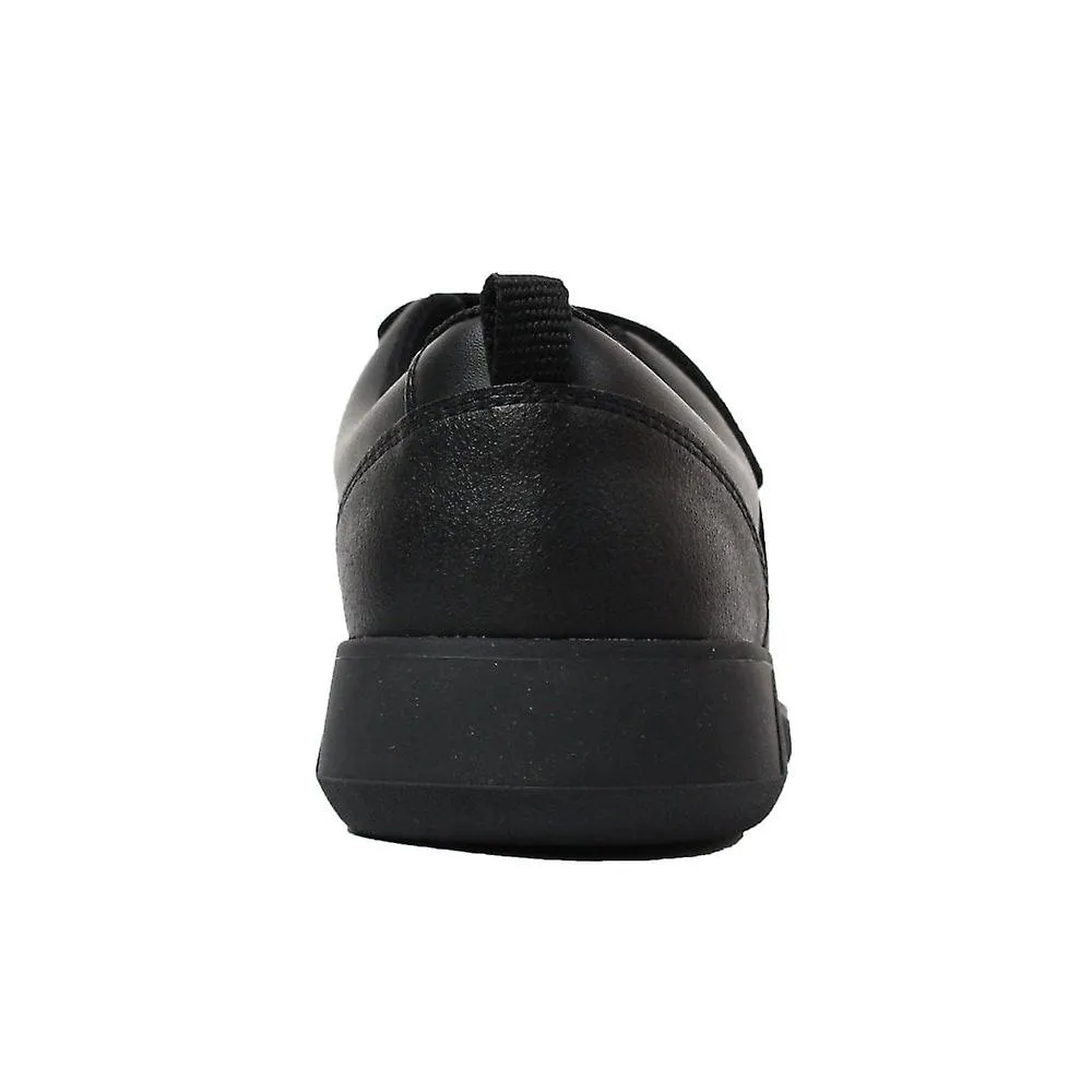 Niños Clarks Scape Sky Niños Cuero Negro Niños Rip Tape Zapatos Escolares