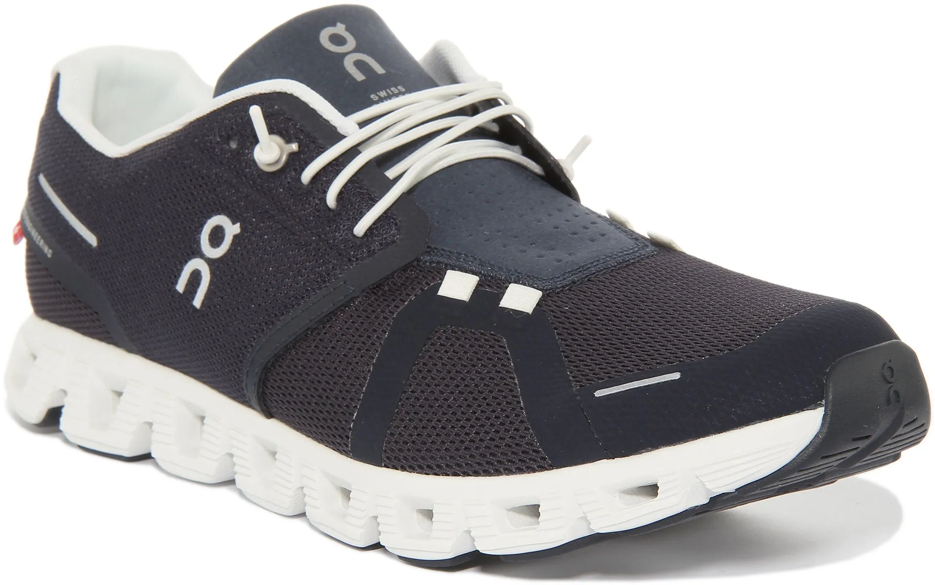 On Running Cloud 5 Zapatillas de running de malla con rápido cordones para hombre en gris claro