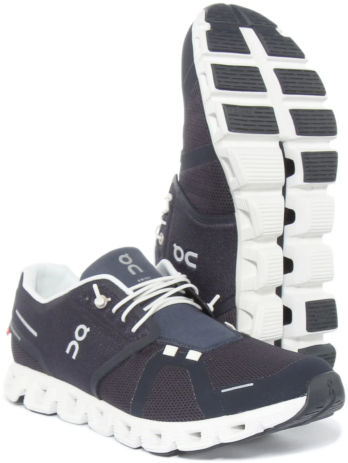 On Running Cloud 5 Zapatillas de running de malla con rápido cordones para hombre en gris claro