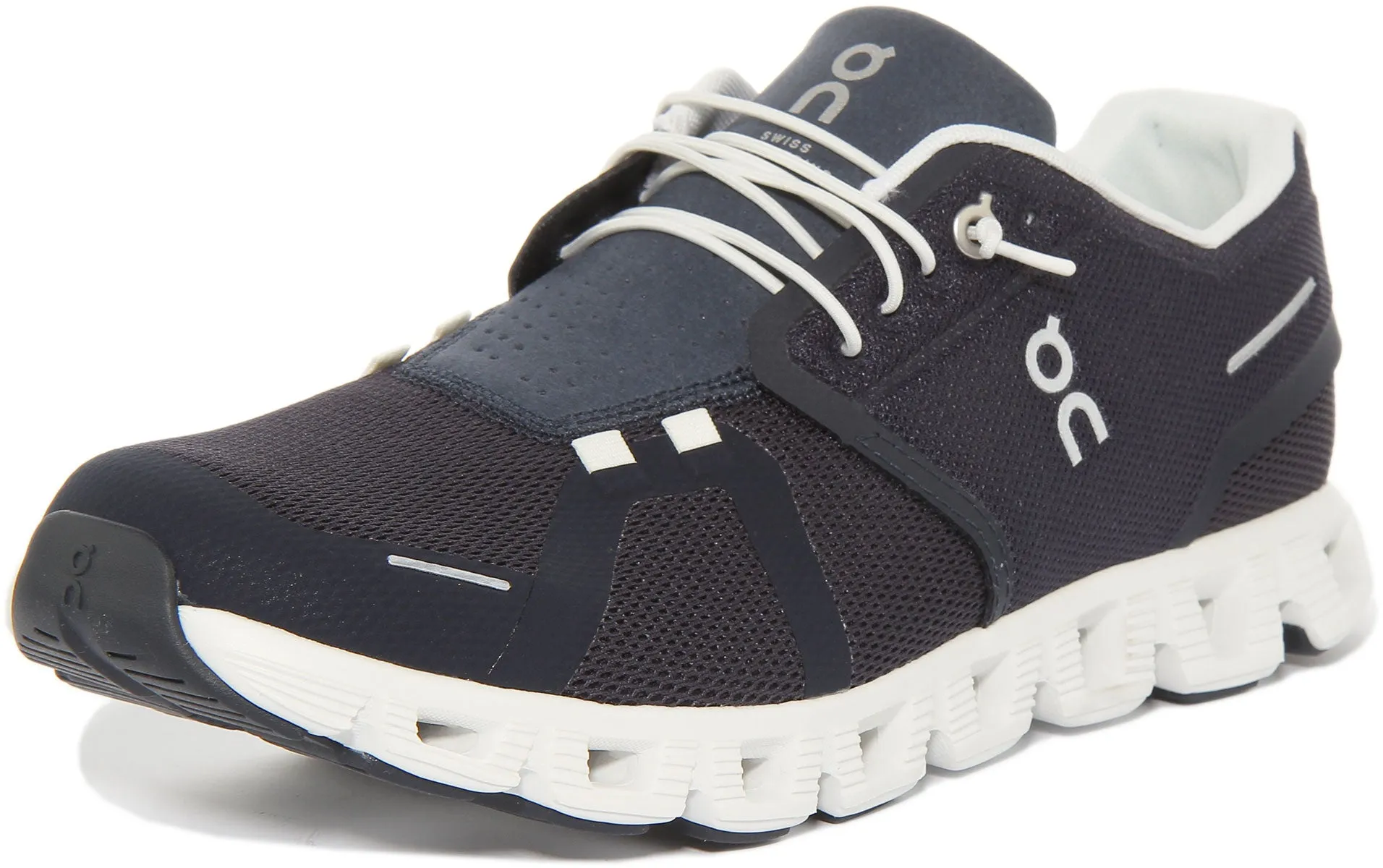 On Running Cloud 5 Zapatillas de running de malla con rápido cordones para hombre en gris claro