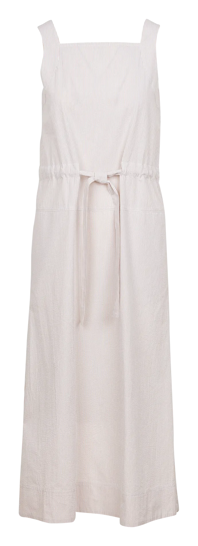 PANFILO  VESTIDO LARGO HOLGADO DE ALGODóN CON CUELLO CUADRADO EN BEIGE
