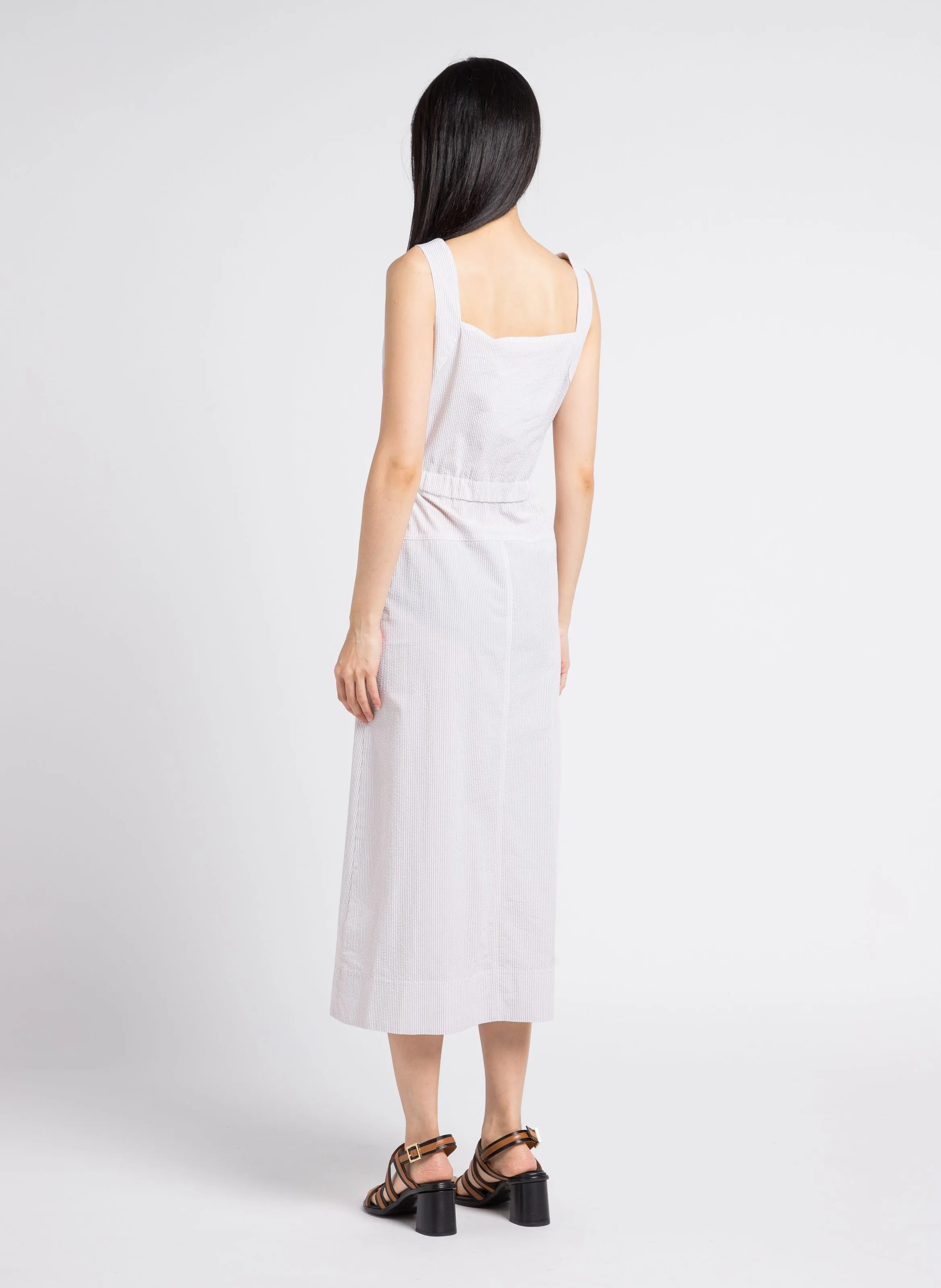 PANFILO  VESTIDO LARGO HOLGADO DE ALGODóN CON CUELLO CUADRADO EN BEIGE
