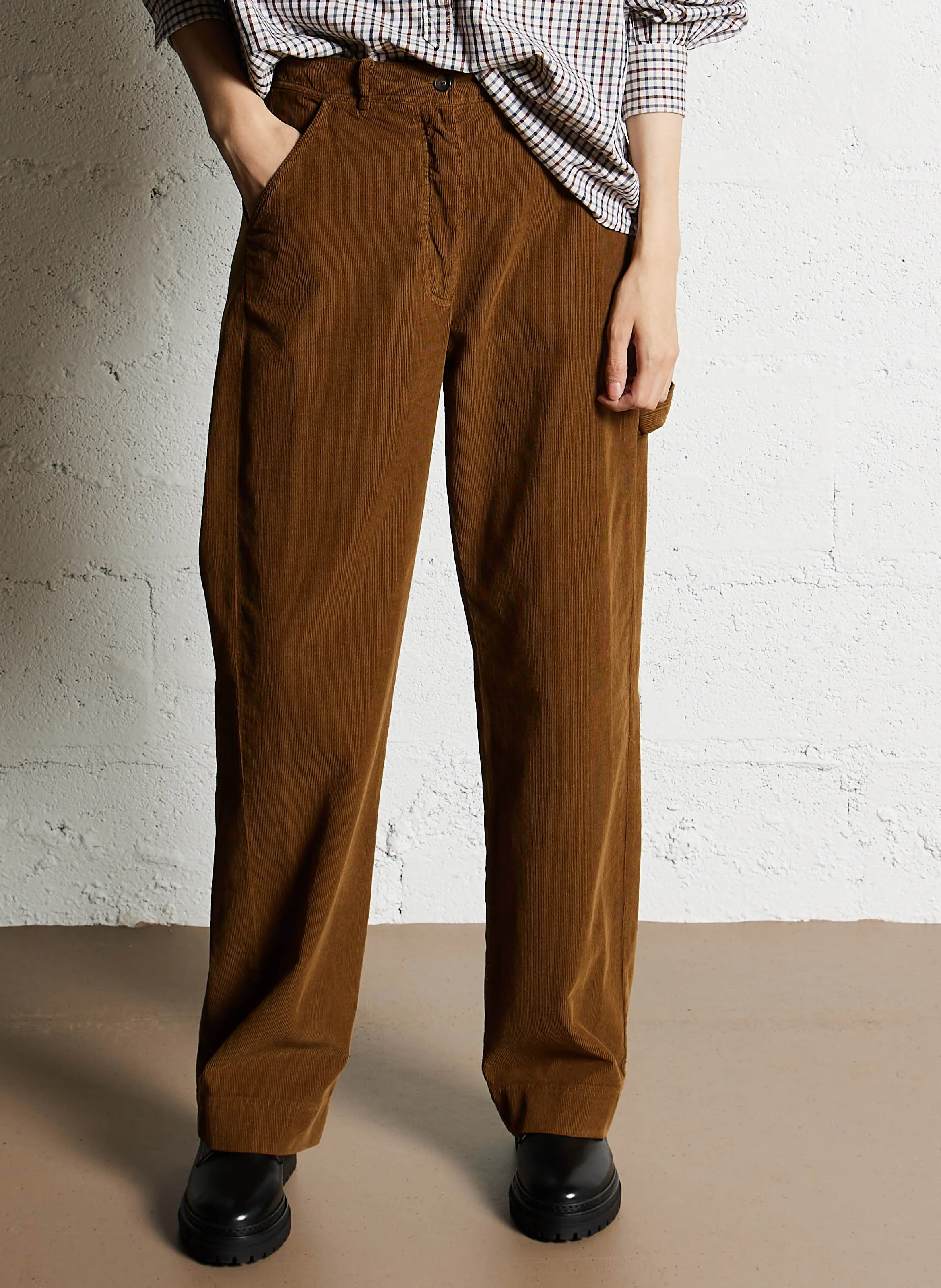 PANIO  PANTALóN RECTO DE PANA DE ALGODóN EN MARRON