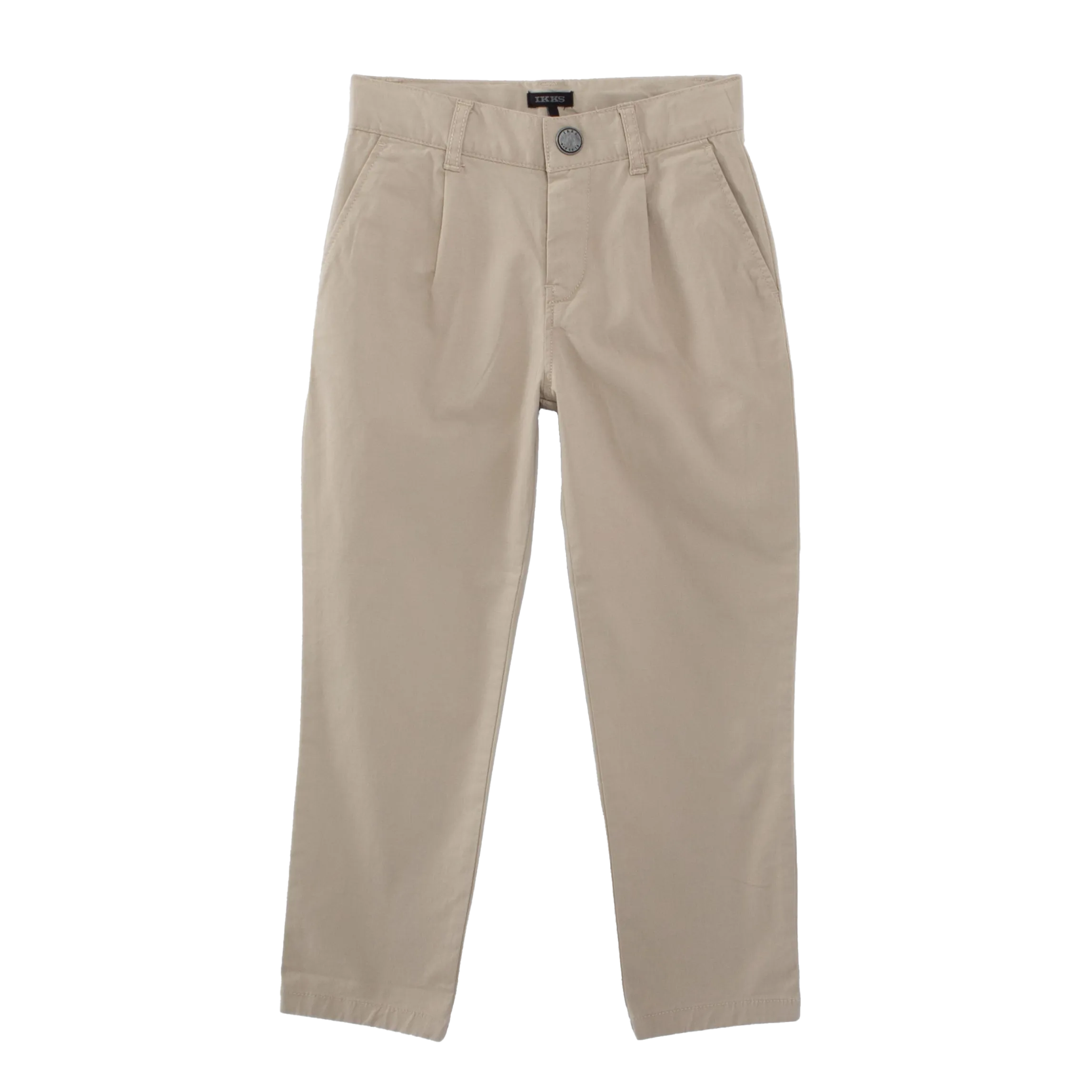 Pantalón recto de mezcla de algodón en beige