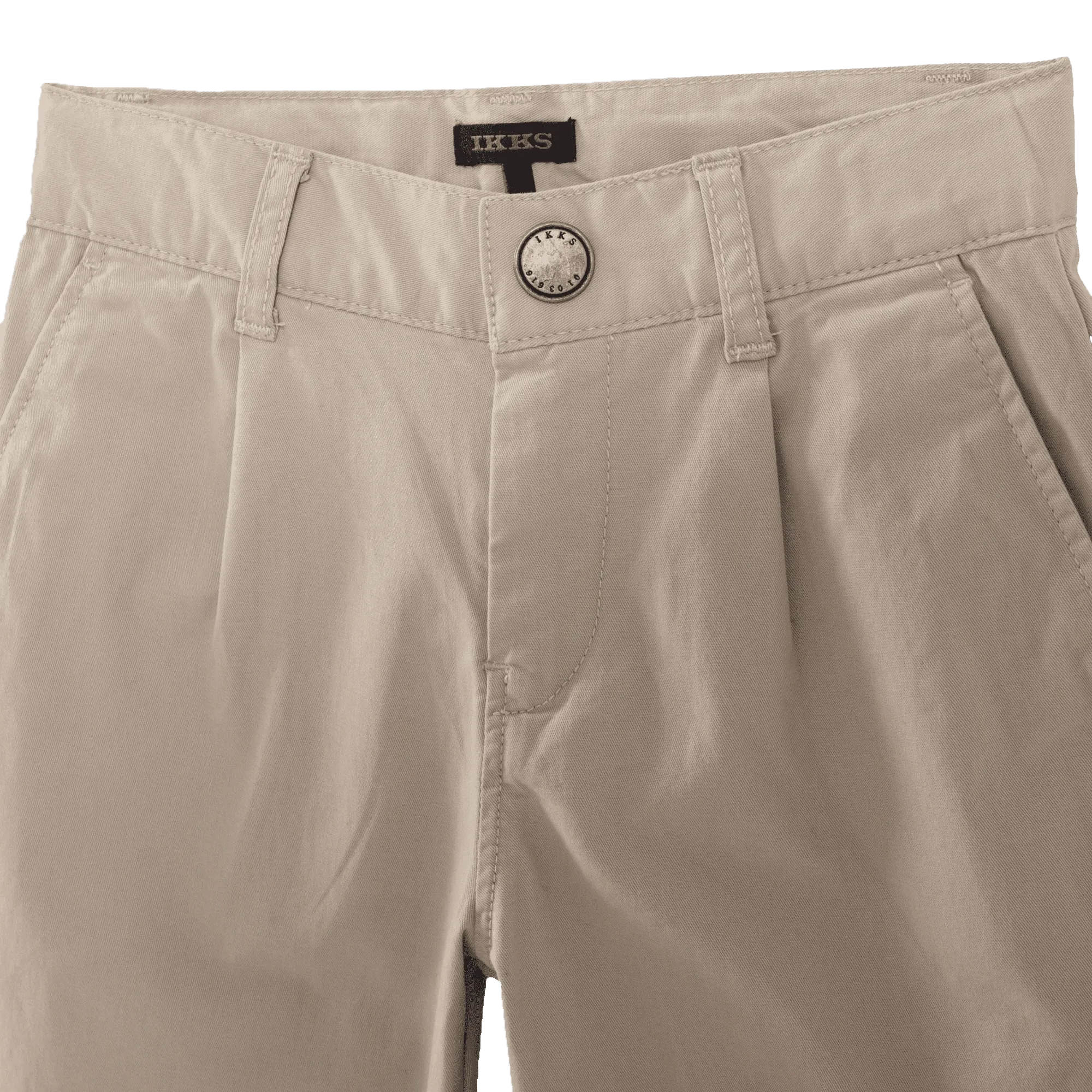 Pantalón recto de mezcla de algodón en beige