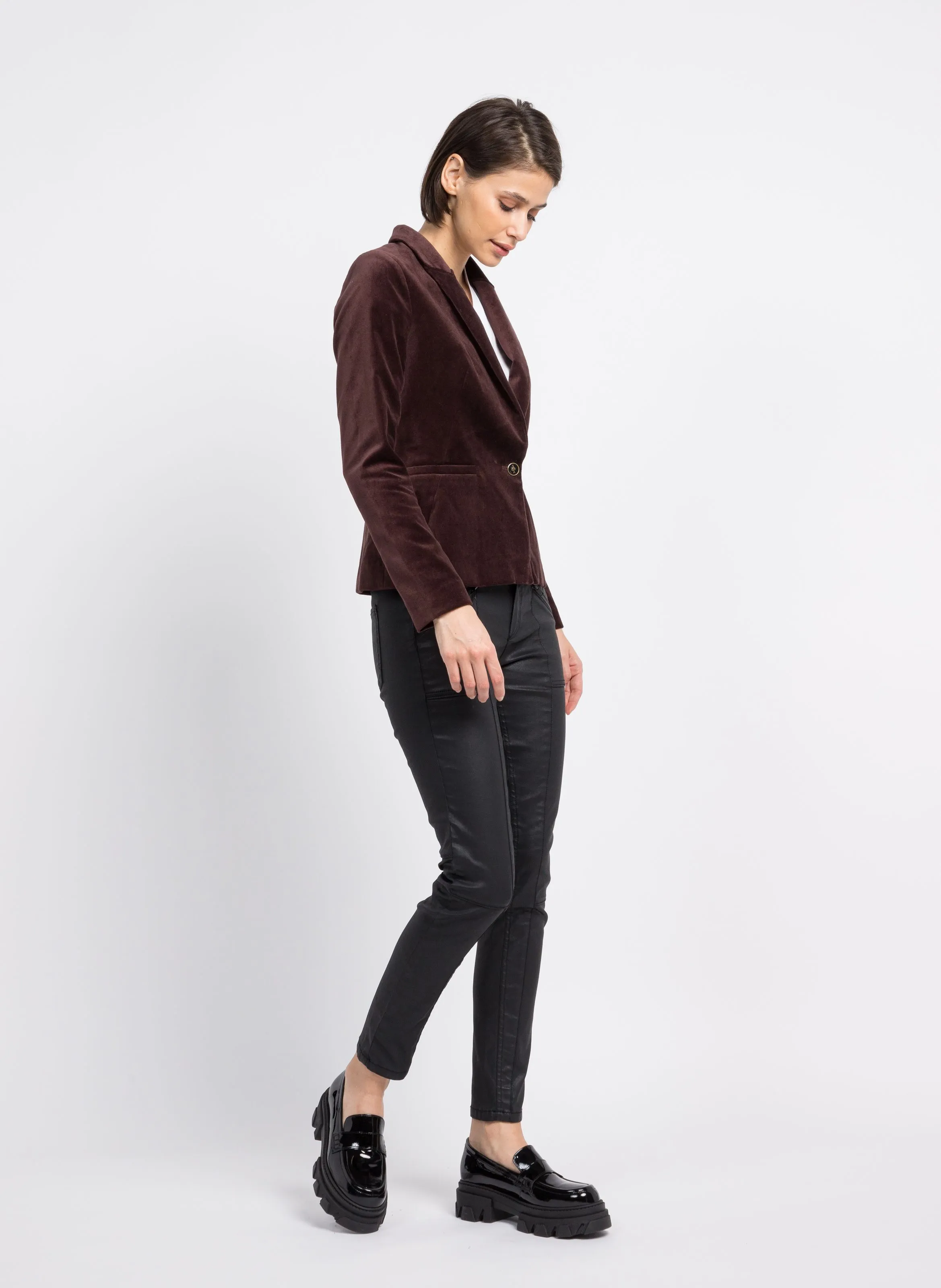 Pantalón slim de mezcla de algodón en negro