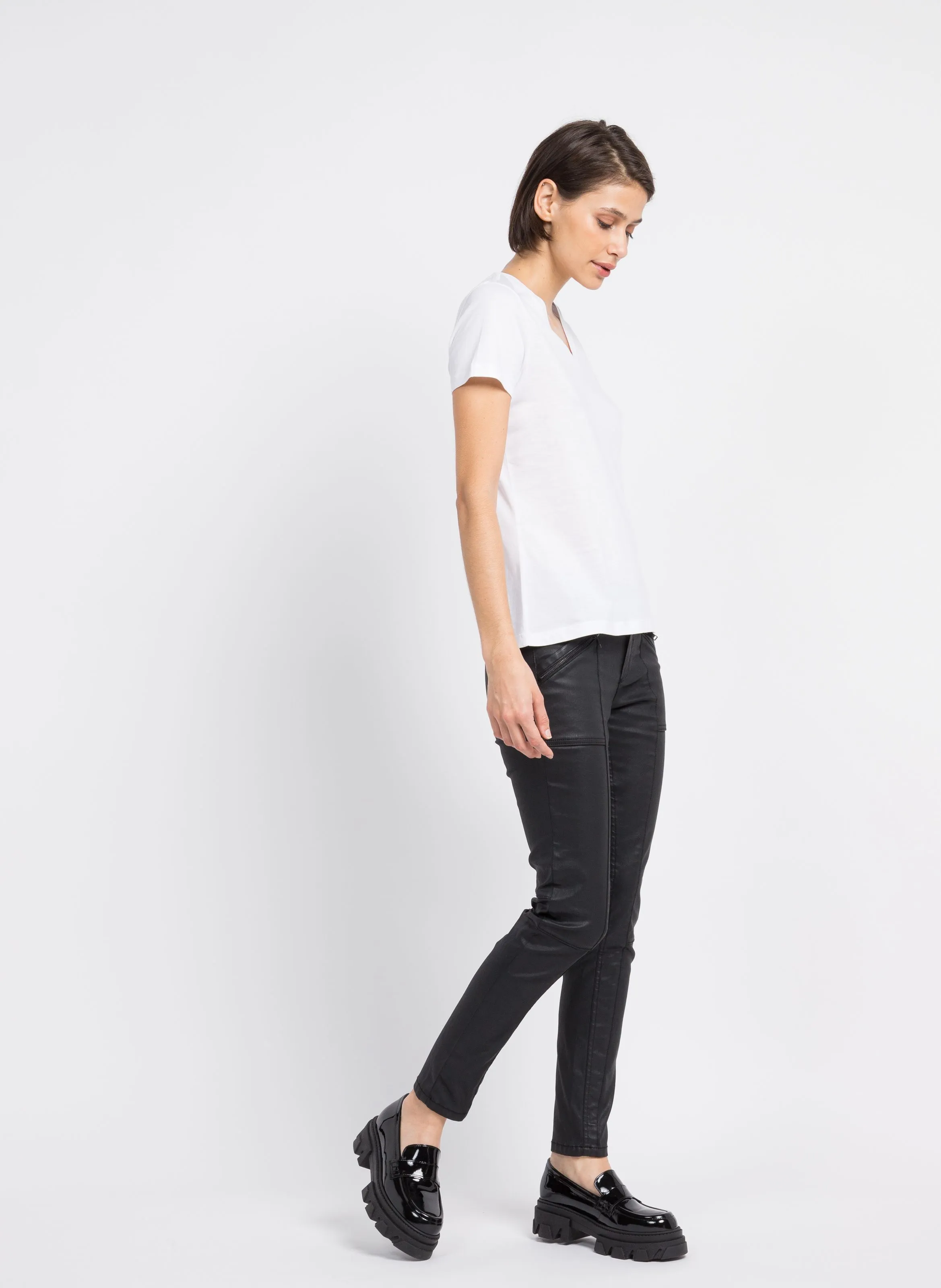 Pantalón slim de mezcla de algodón en negro