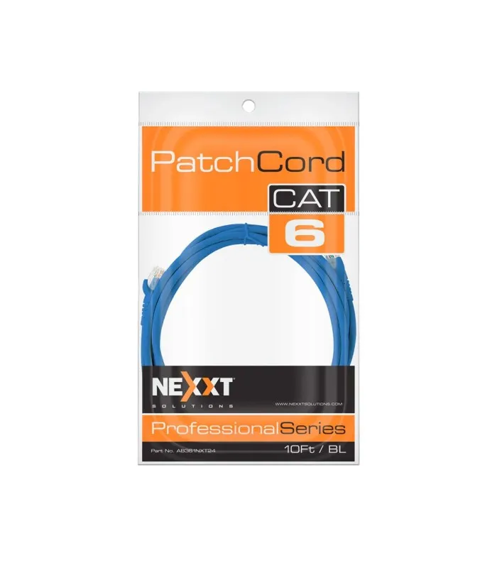PATCH CORD NEXXT U/UTP RJ45 CAT6 10FT/BL 3.05m AZUL 1.000Mbps/1Gbps 250 MHz 4P 24AWG CM /AB361NXT24
