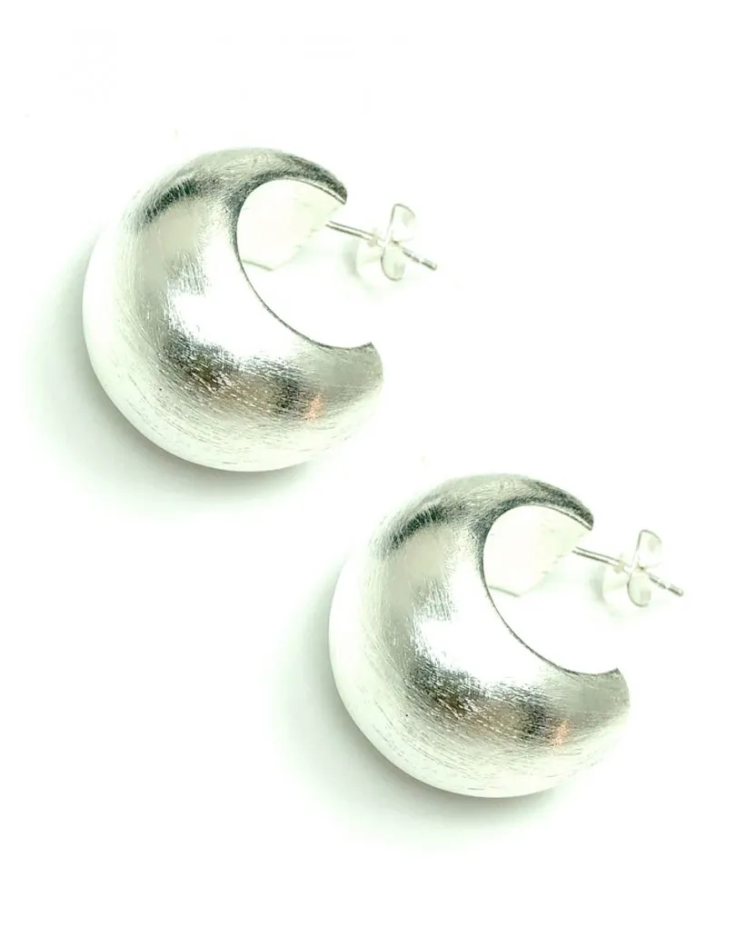PENDIENTES DE ARO ANCHO RODIO MATE, CRIOLLA 22mm