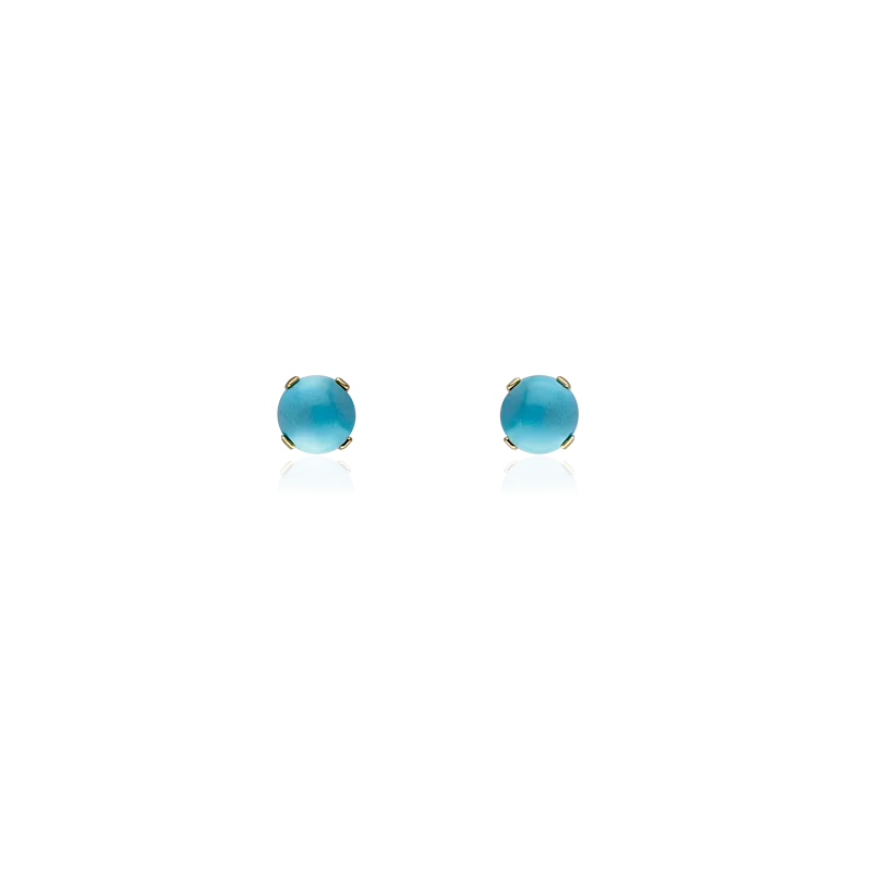 Pendientes "Doll" Turquesas 3mm  y Oro 18k