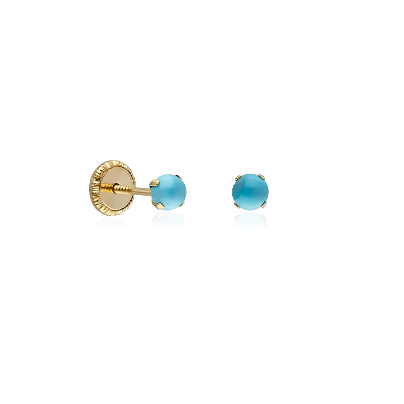 Pendientes "Doll" Turquesas 3mm  y Oro 18k