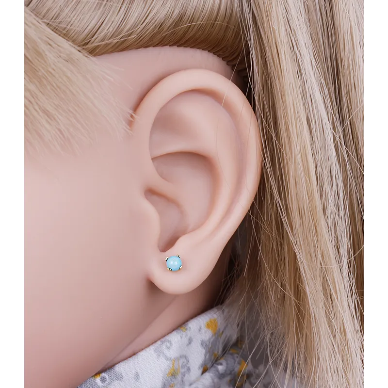 Pendientes "Doll" Turquesas 3mm  y Oro 18k