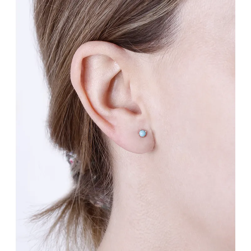 Pendientes "Doll" Turquesas 3mm  y Oro 18k