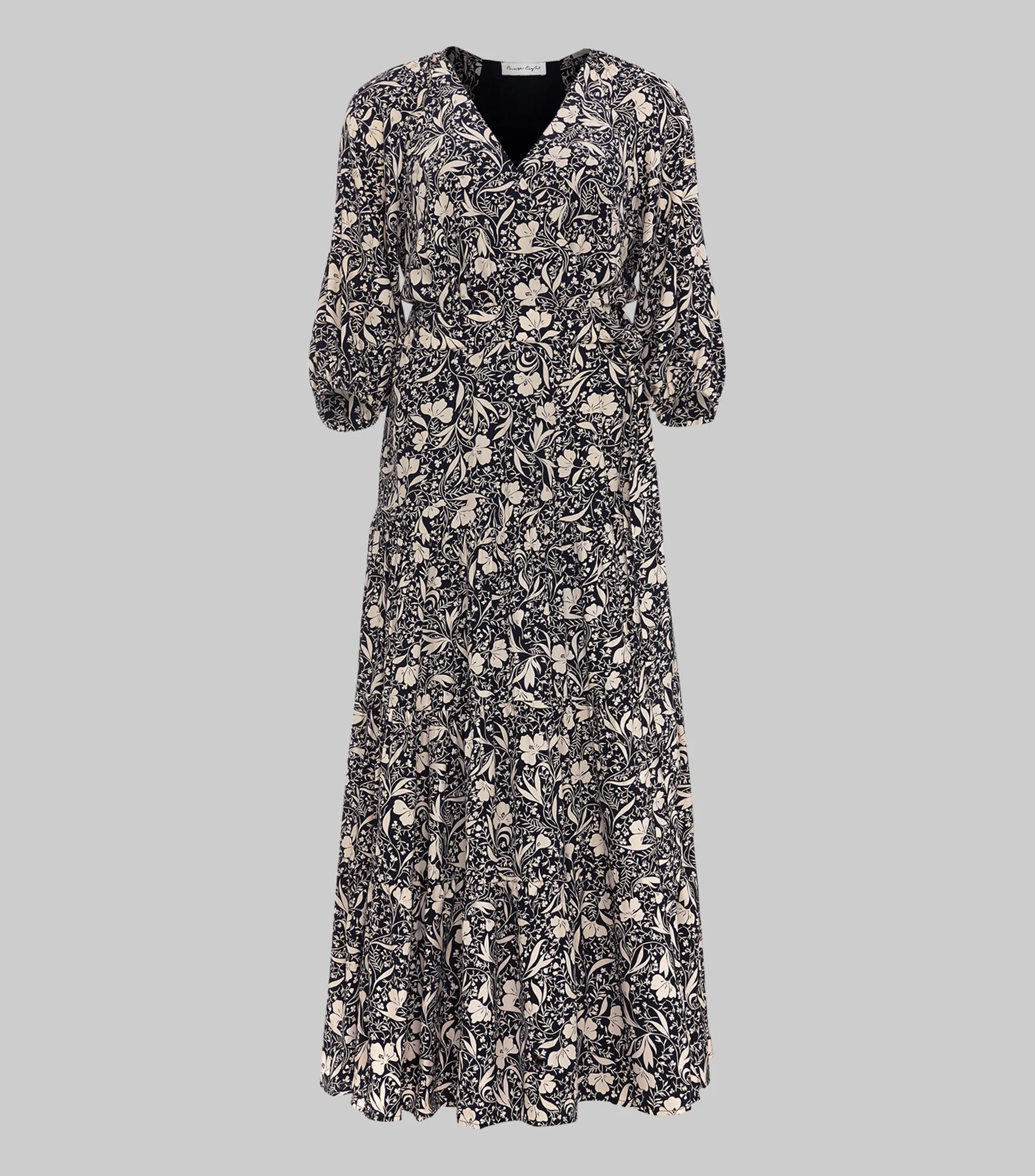 Phase Eight Vestido largo con flores de manga 3,4 Mujer