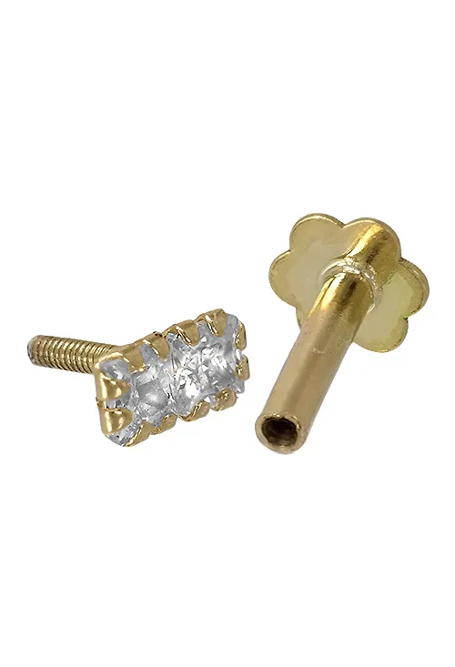 Piercing oro 18 kilates para el tragus con dos circonitas en garra 030_3277