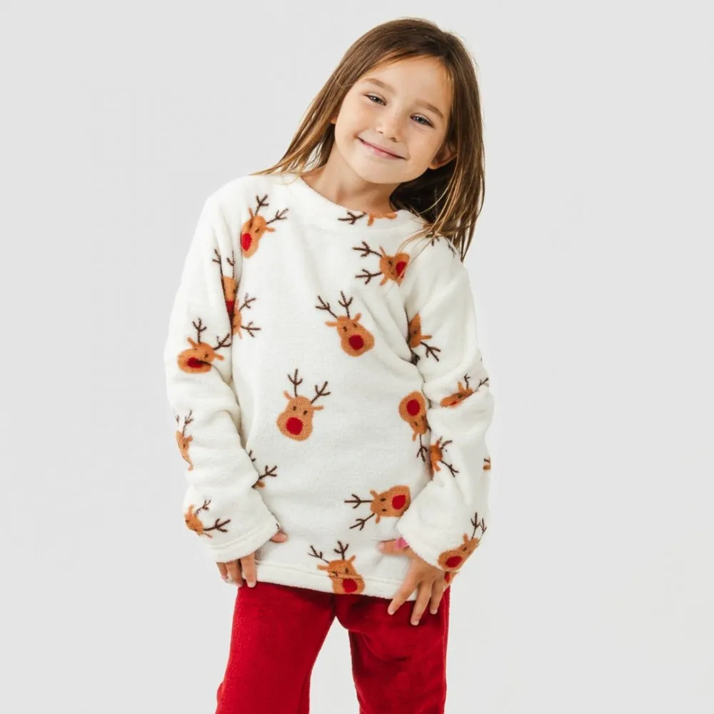 Pijama coral niño Rudolf burdeos