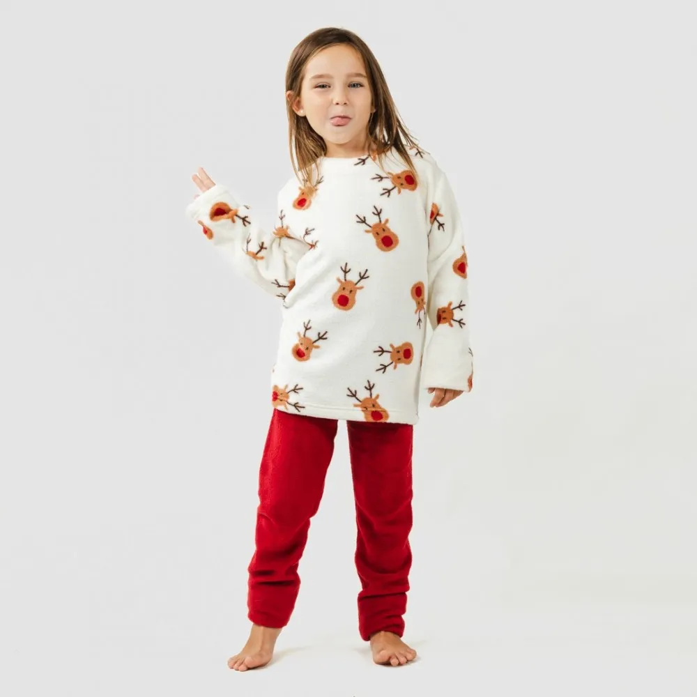 Pijama coral niño Rudolf burdeos