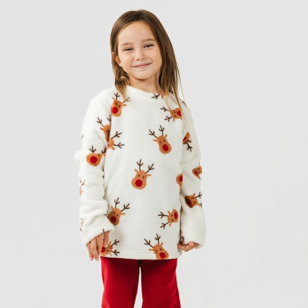 Pijama coral niño Rudolf burdeos
