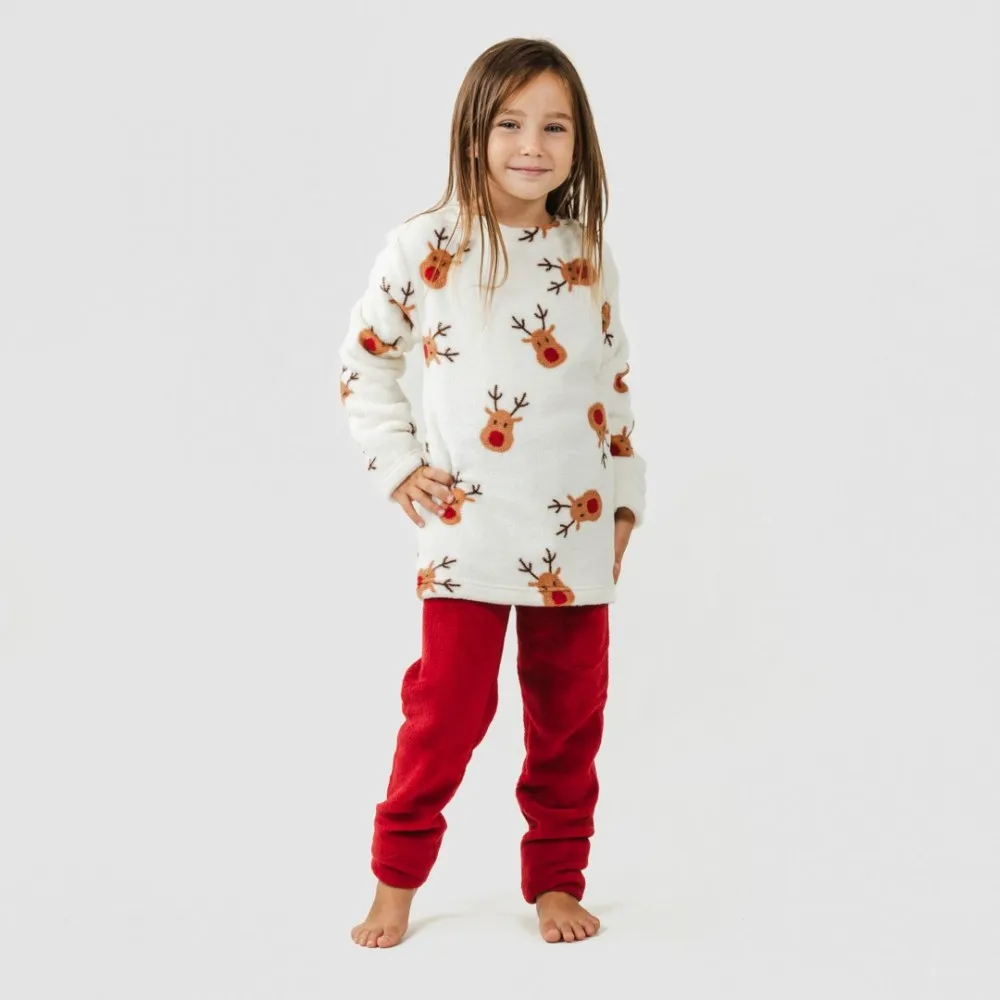 Pijama coral niño Rudolf burdeos