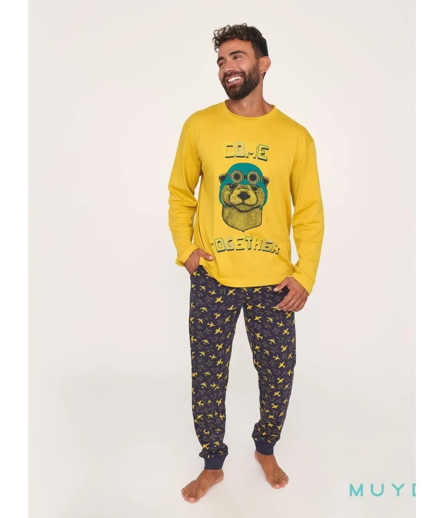 Pijama invierno hombre Muidemi Aviador bolsillos algodón tallas grandes