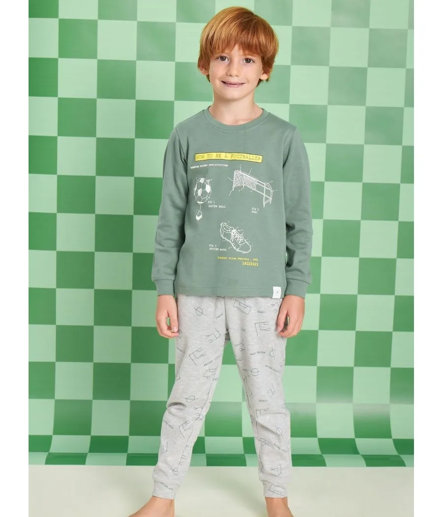 Pijama niño invierno Muidemi Football verde