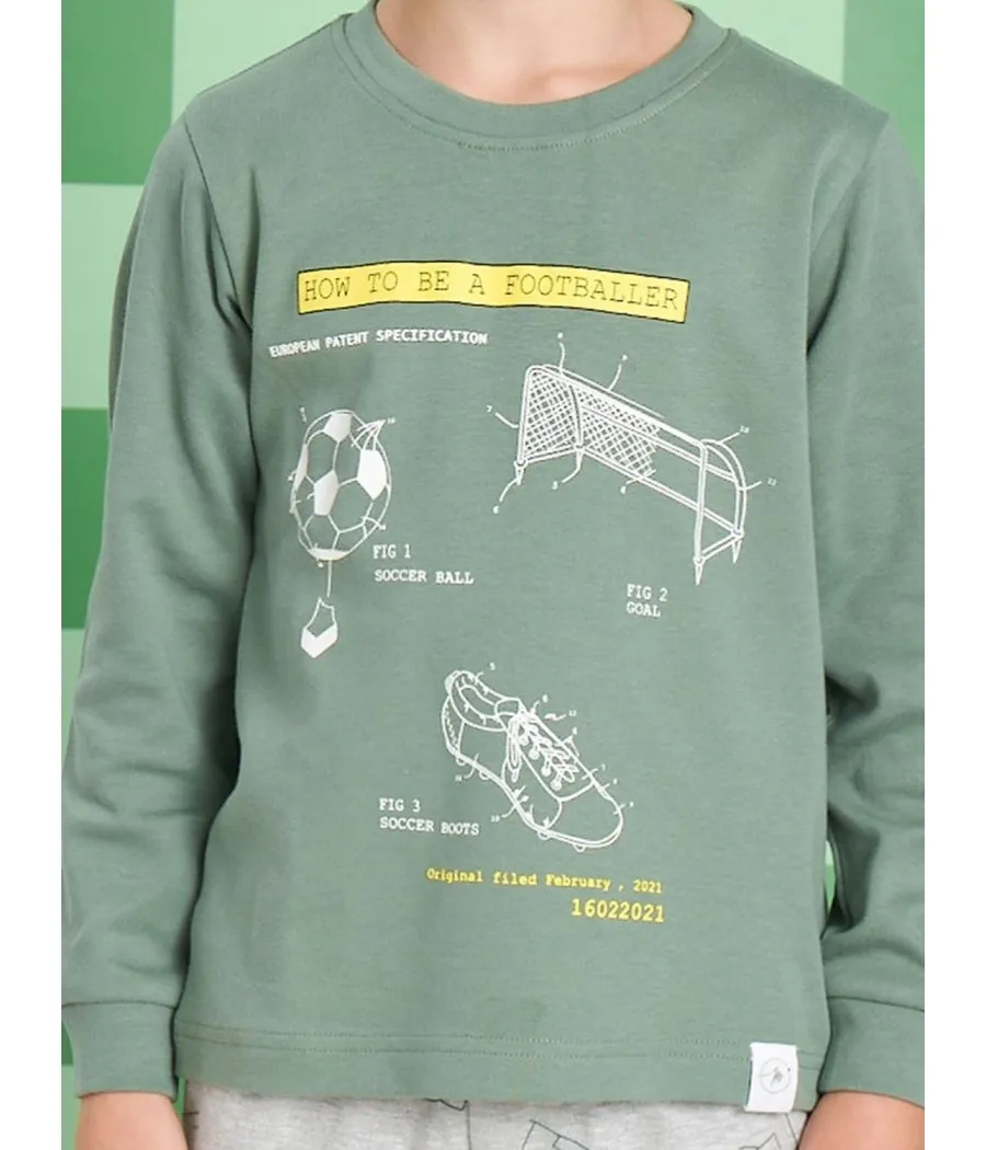 Pijama niño invierno Muidemi Football verde