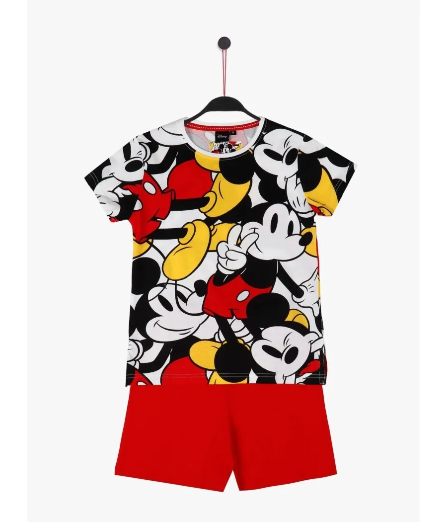 Pijama niño verano Disney Mickey Happy bolsillos algodón