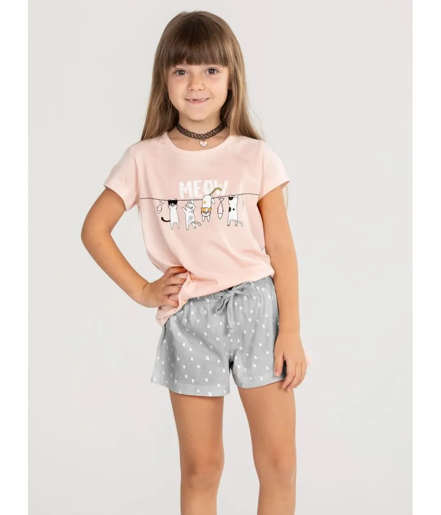 Pijama verano niña Pettrus rosa algodón