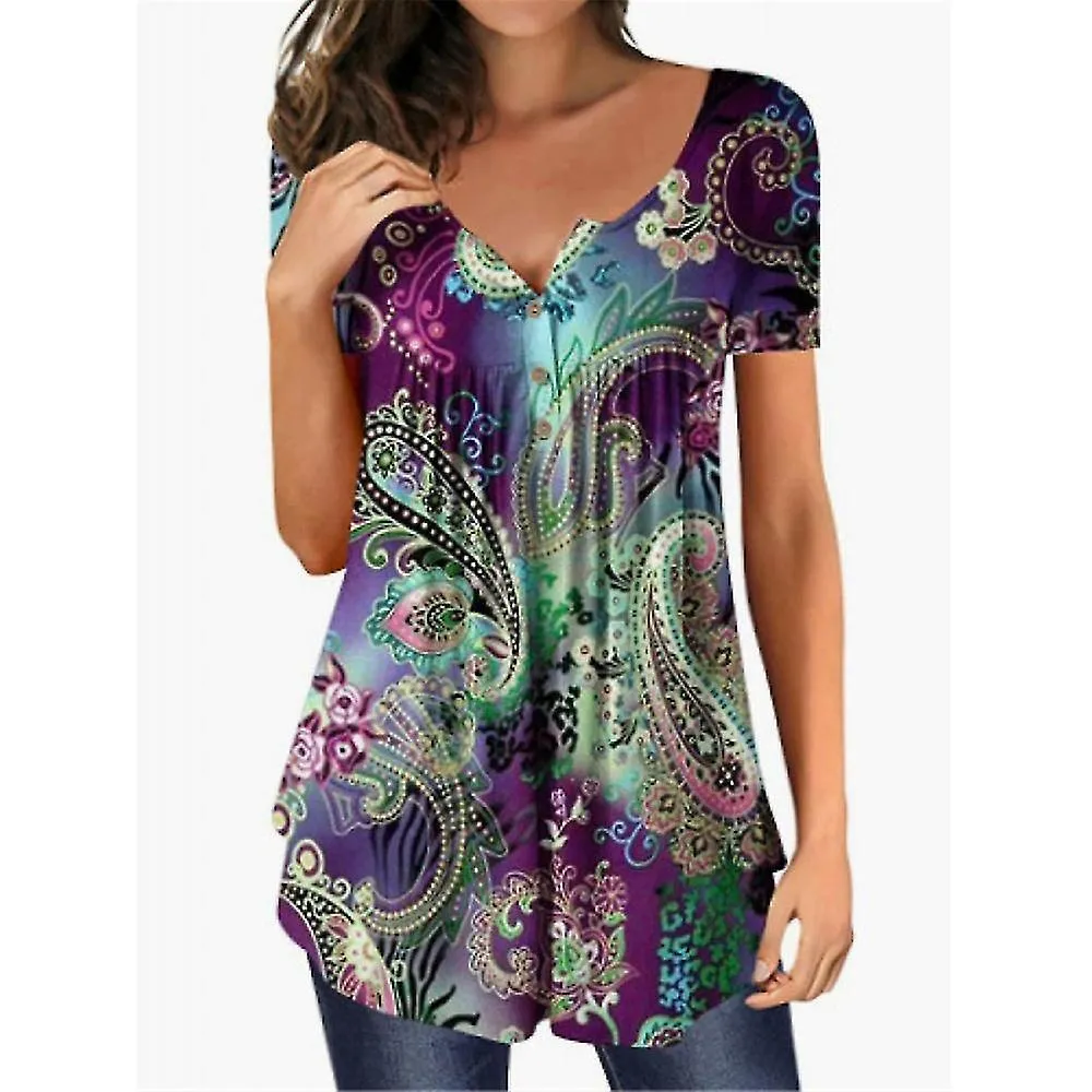 Plus Size Mujer Camiseta de manga corta Verano Casual Túnica suelta Tops