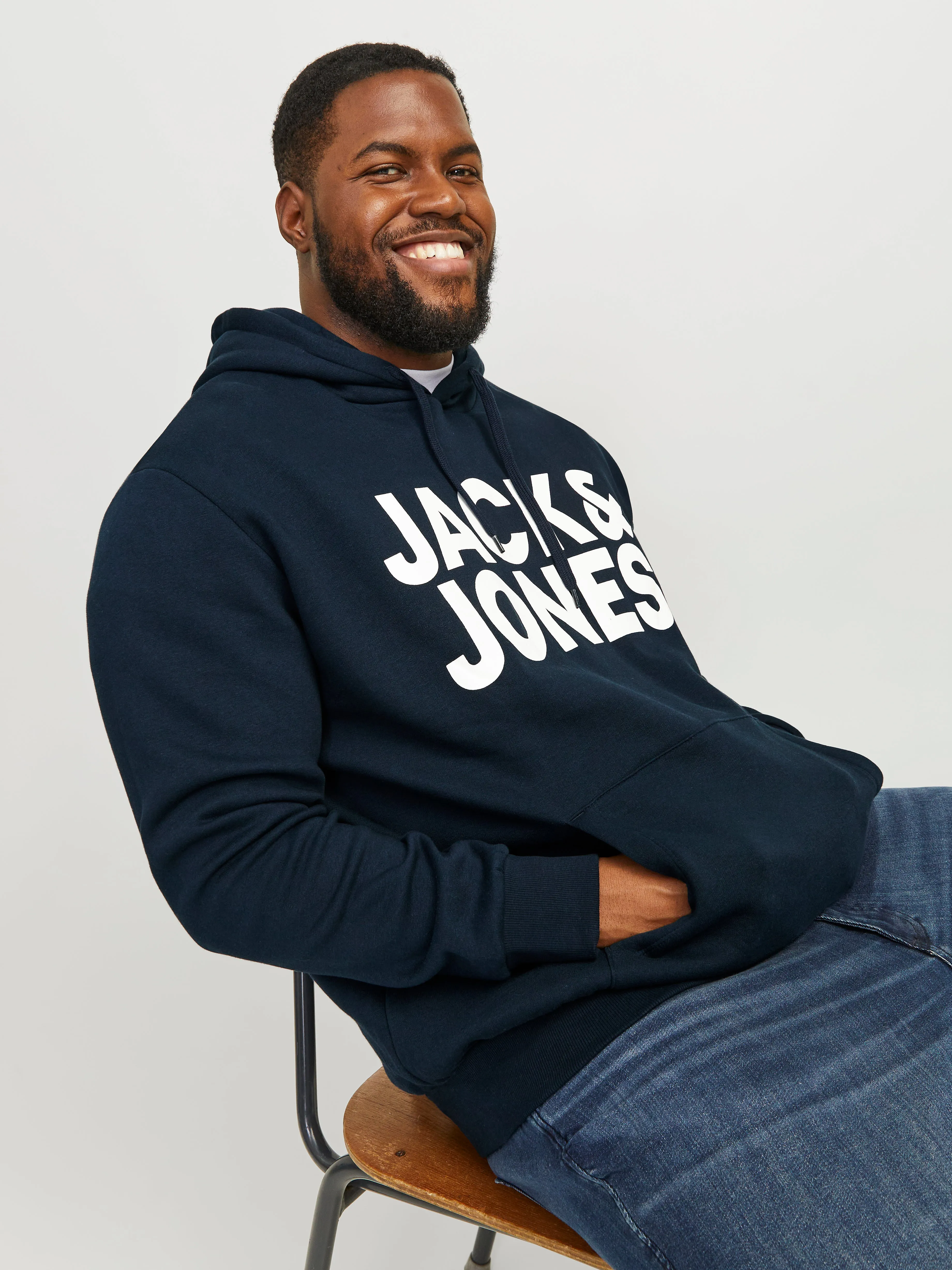 Plus Sudadera con capucha Logotipo | Azul oscuro | Jack & Jones®