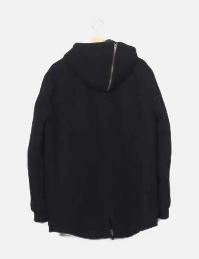 Pull&Bear Abrigo negro paño
