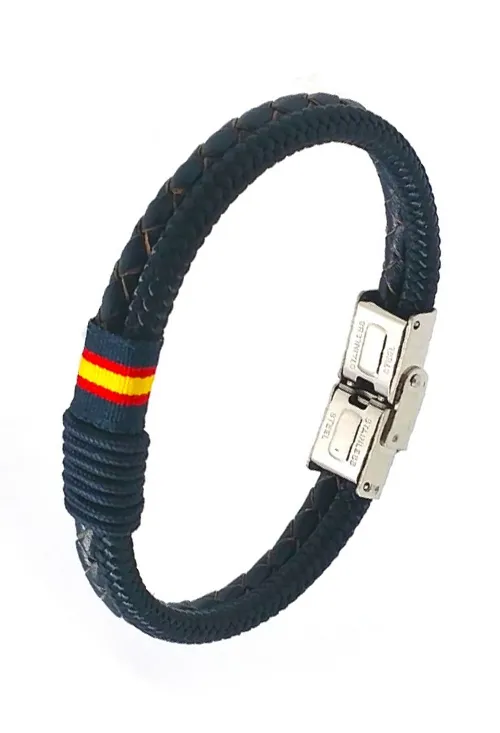 PULSERA ESPAñA PIEL E HILO NáUTICO AZUL DETALLE EN AZUL 1262AA6A