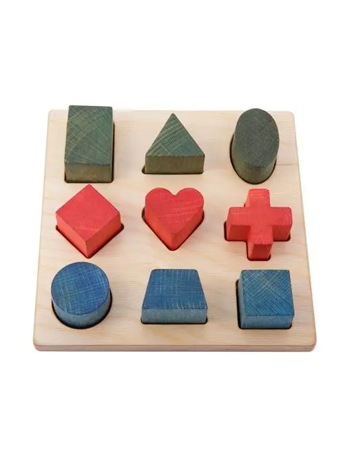 Puzzle geométrico. Encajable de madera con formas