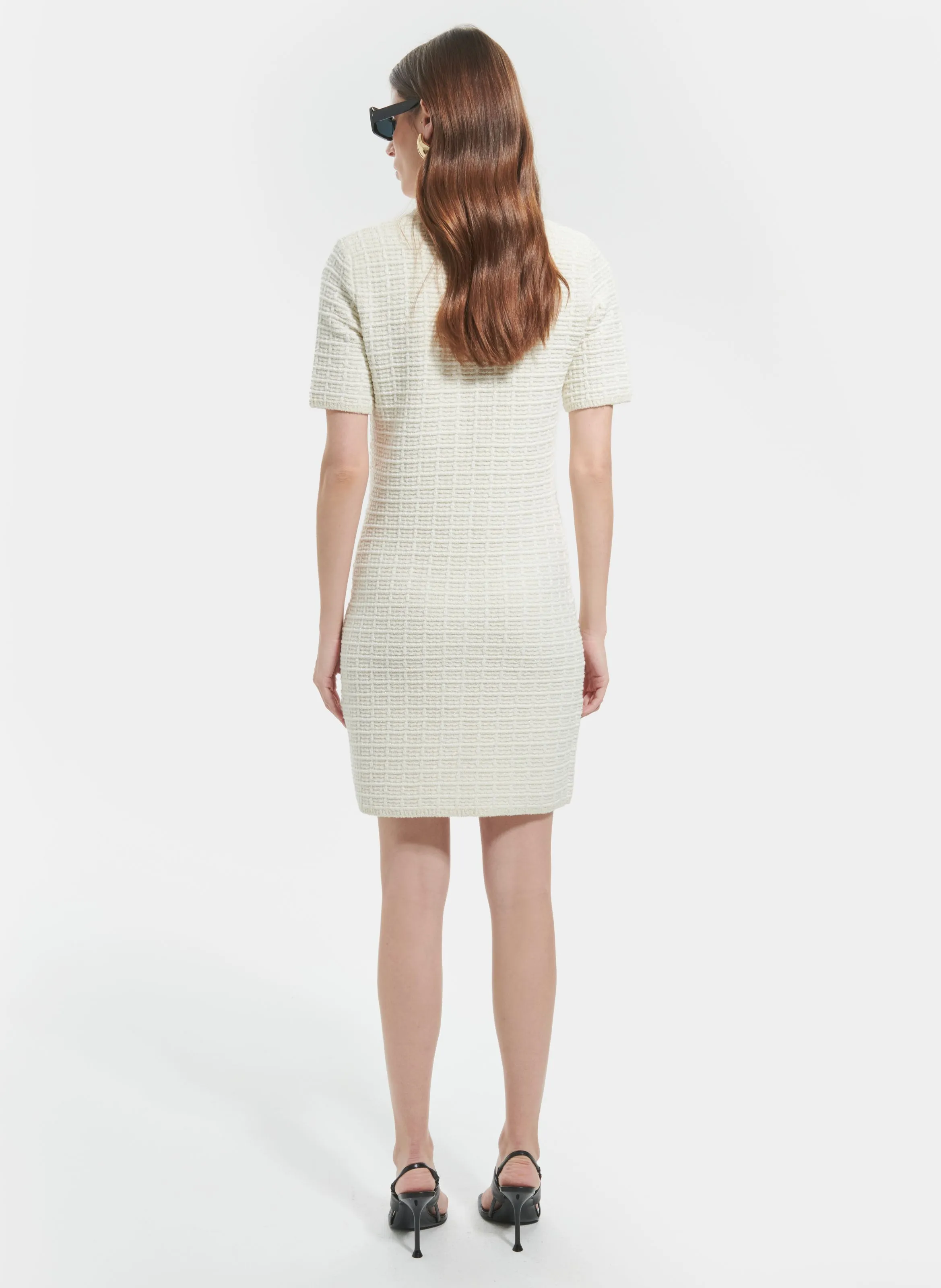 RISMA  VESTIDO CORTO DE TWEED DE ALGODóN EN BLANCO