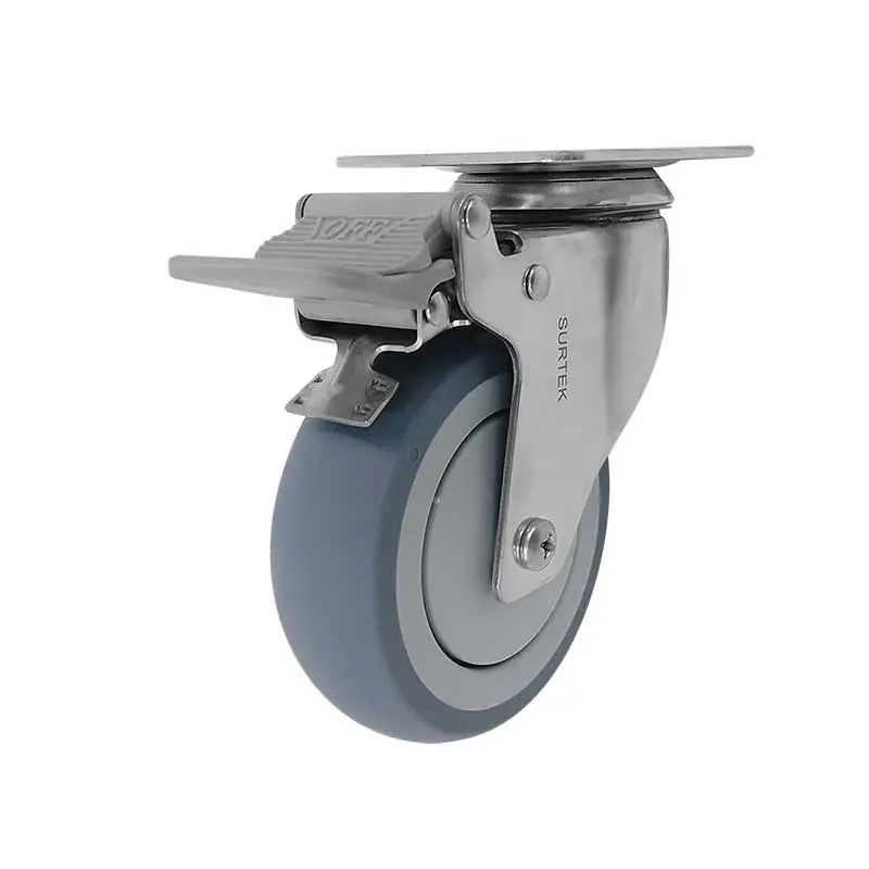 Rueda de TPR Giratoria 4pul Surtek RTI10B con Freno 110 Kg
