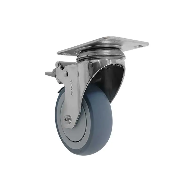 Rueda de TPR Giratoria 4pul Surtek RTI10B con Freno 110 Kg