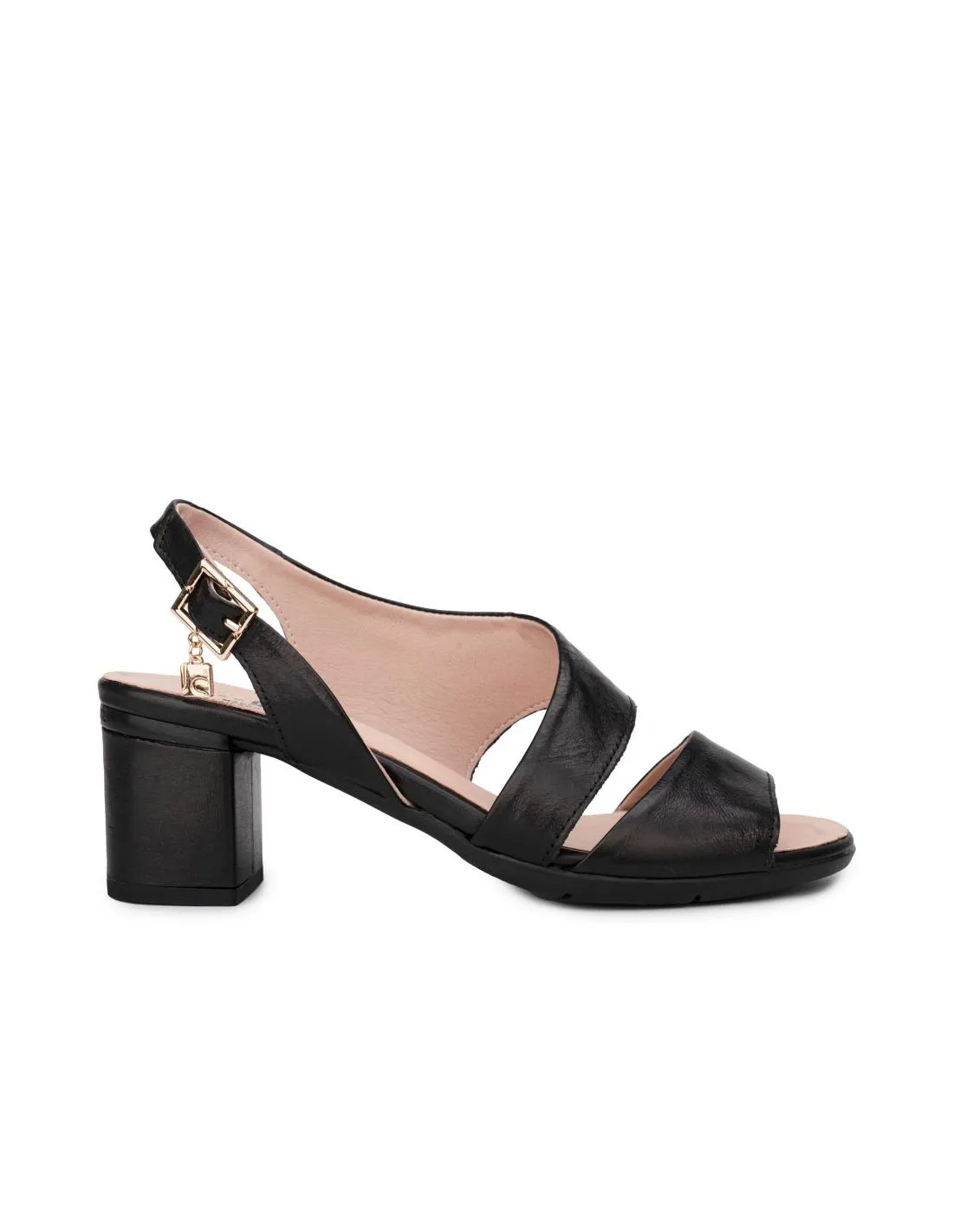 Sandalias Piel Tacón Cuadrado Negras