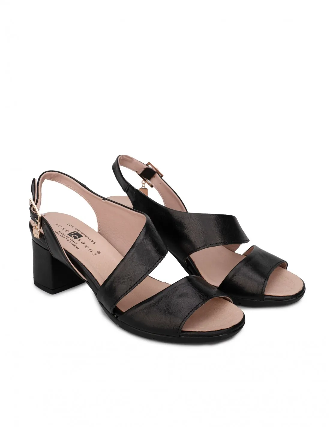 Sandalias Piel Tacón Cuadrado Negras