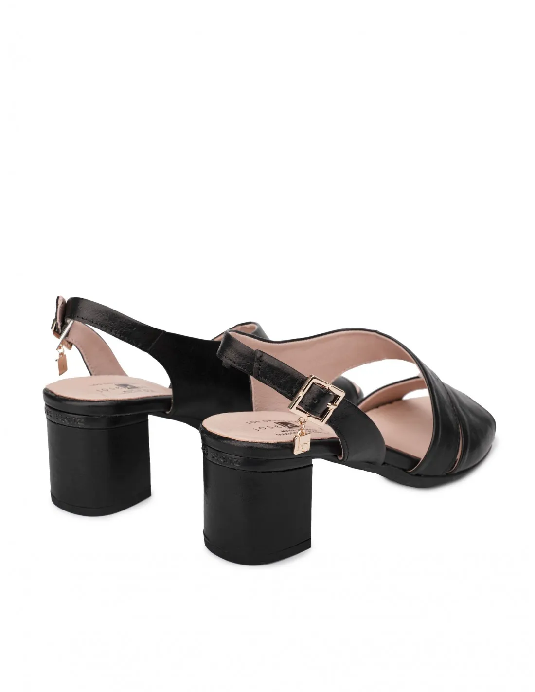 Sandalias Piel Tacón Cuadrado Negras