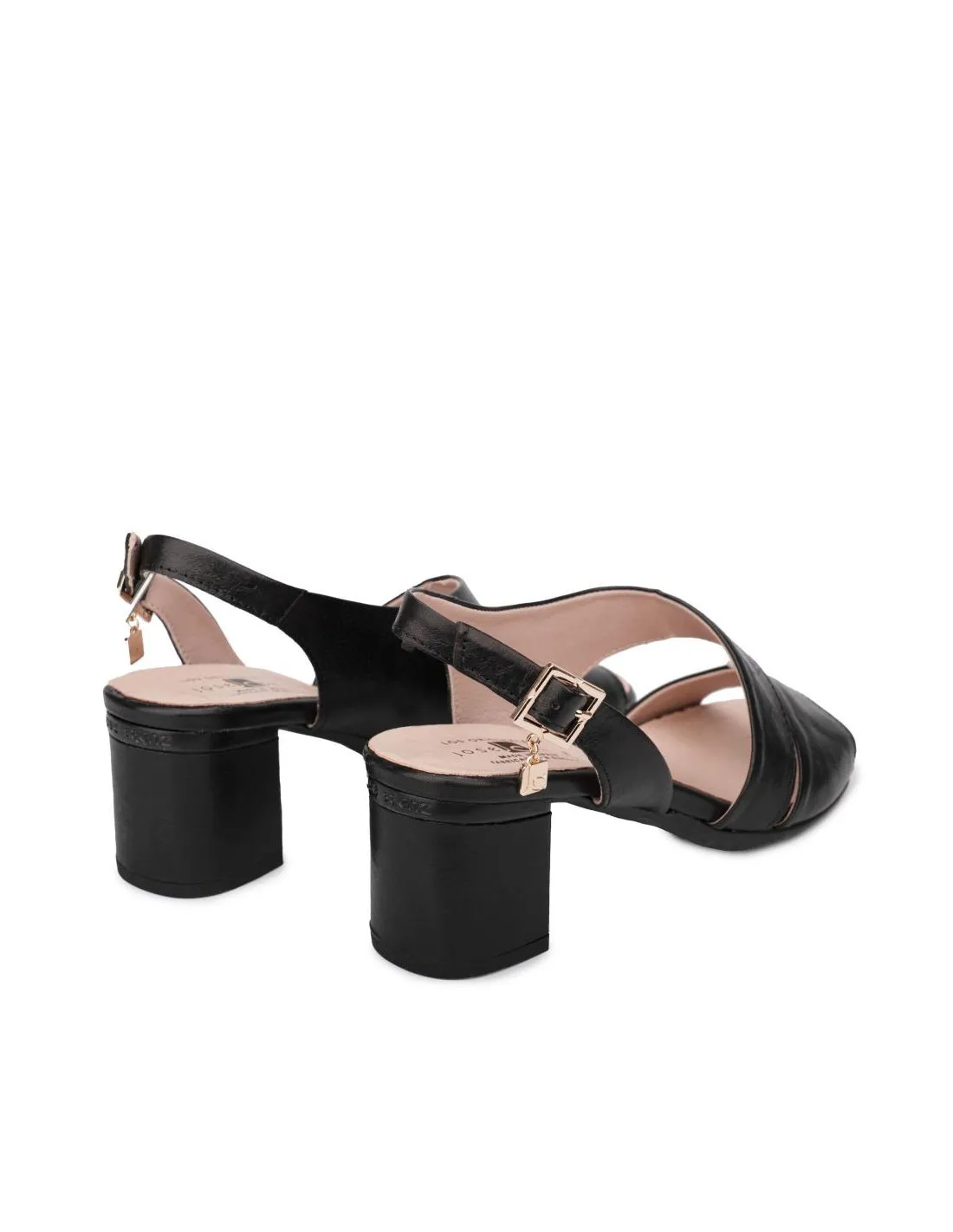 Sandalias Piel Tacón Cuadrado Negras