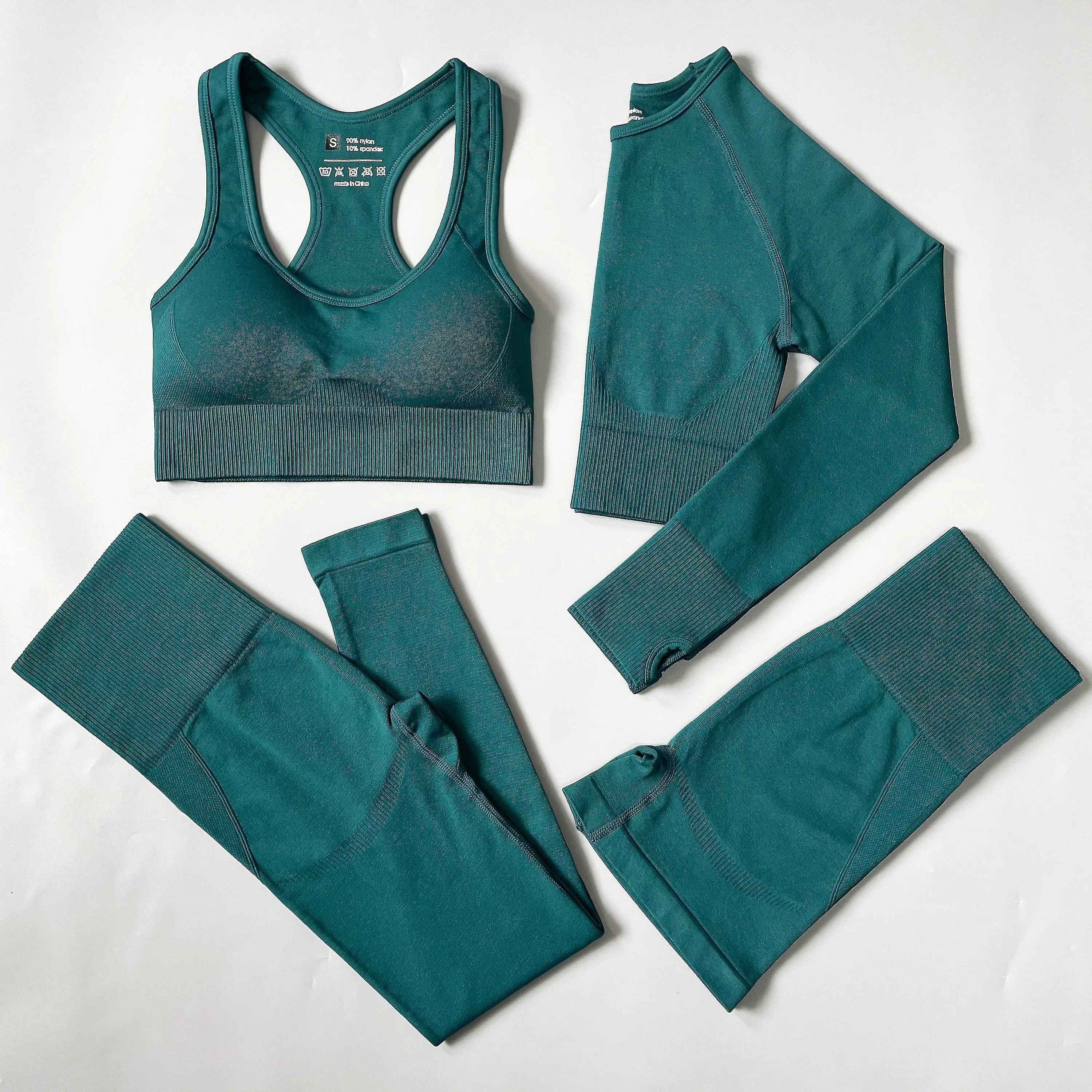 Set de yoga ropa deportiva sin costuras ejercicios leggings deportivos + top + bra gym set mujer