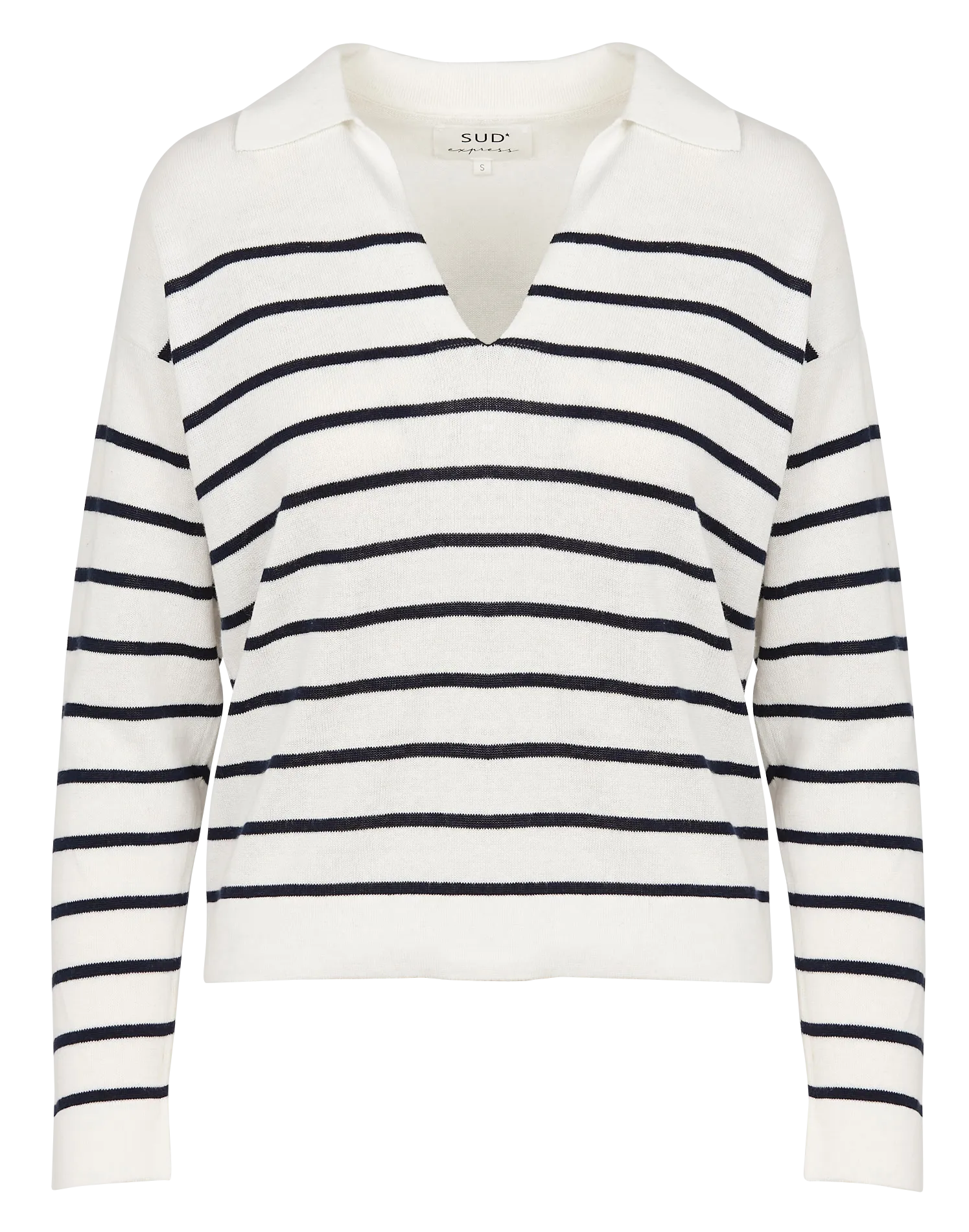 SUD EXPRESS MARTIN  JERSEY RECTO DE MEZCLA DE LINO Y ALGODóN CON CUELLO POLO EN BLANCO