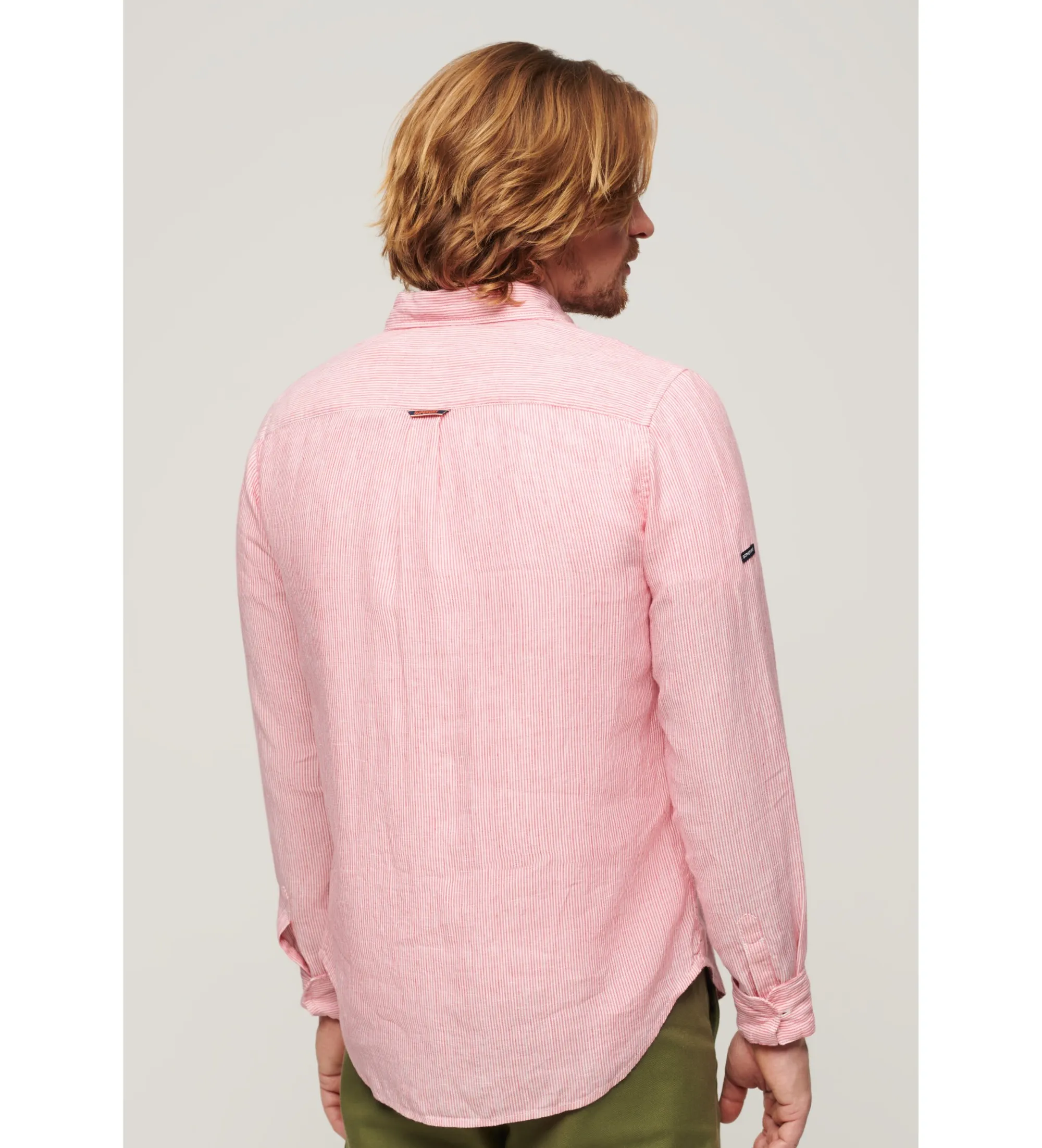 SUPERDRY CAMISA DE MANGA LARGA DE LINO INFORMAL ROSA
