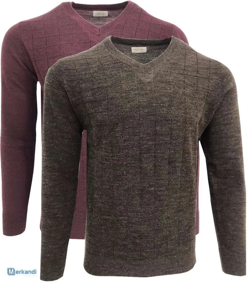 Suéter con cuello en V para hombre Sfera Men Wool Bland