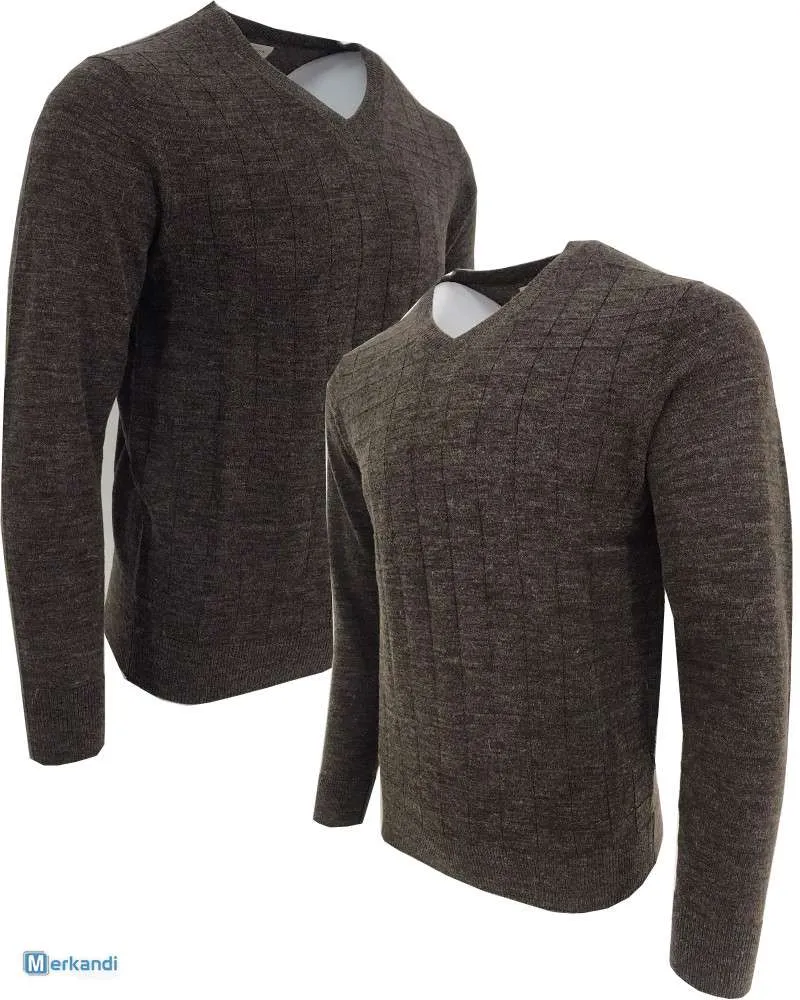 Suéter con cuello en V para hombre Sfera Men Wool Bland